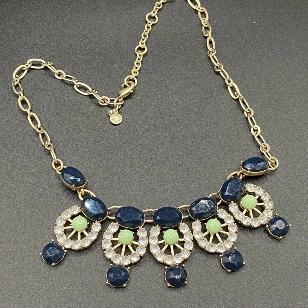 J. Crew Sparkly Statement Bib Necklace in Navy Blue